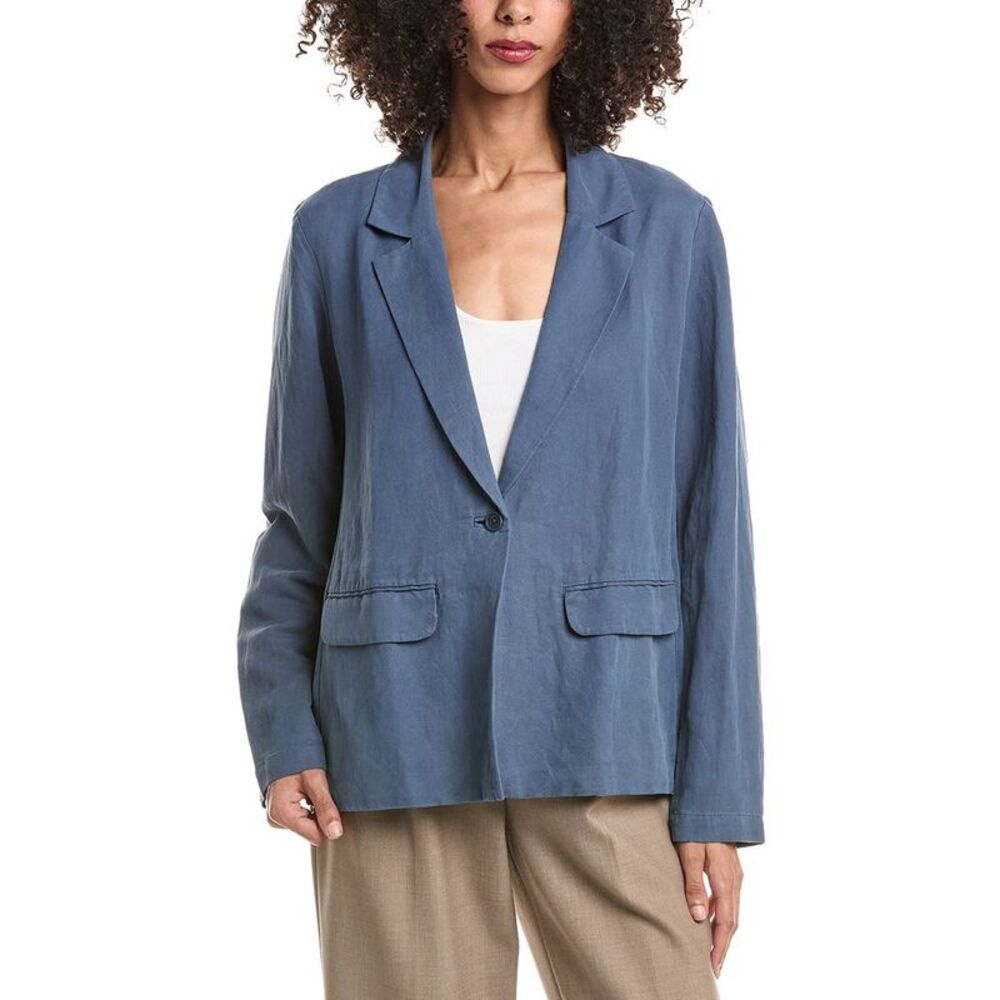 Eileen Fisher Womens  Plus Linen & Silk-Blend Blazer